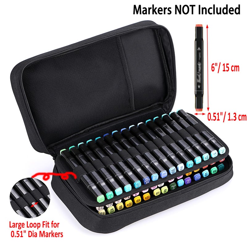 BTSKY Art Marker Carrying Case Lipstick Organizer-60 Slots Canvas Zippered Markers Storage for Touch Spectrum Noir Paint Sharpie Markers, Empty Wallet Only (Black) - Image 5